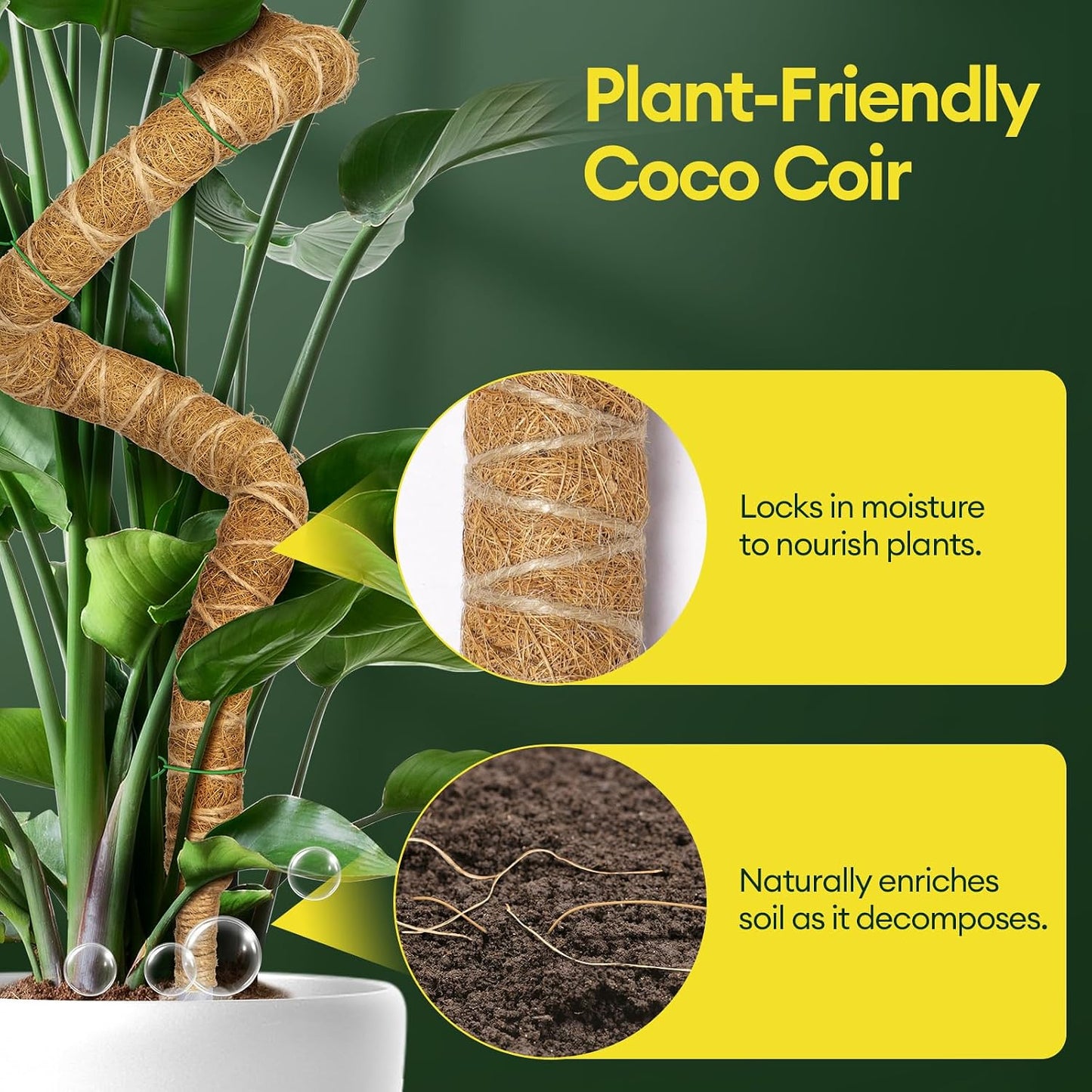 3 Pzas Postes Musgo 28pulg para Plantas Trepadoras
