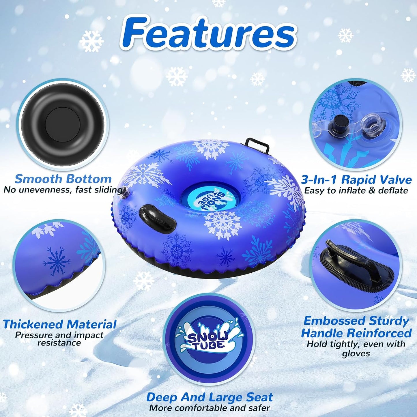 Trineo nieve inflable para toda la familia 3 pack
