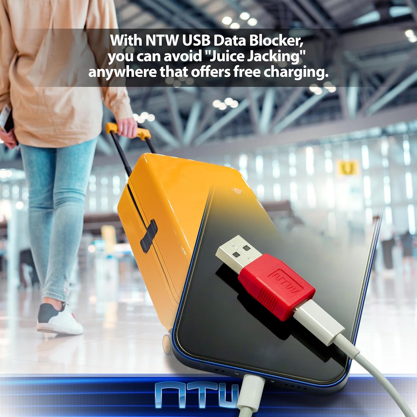 Bloqueador datos USB-A a USB-C adaptador solo carga