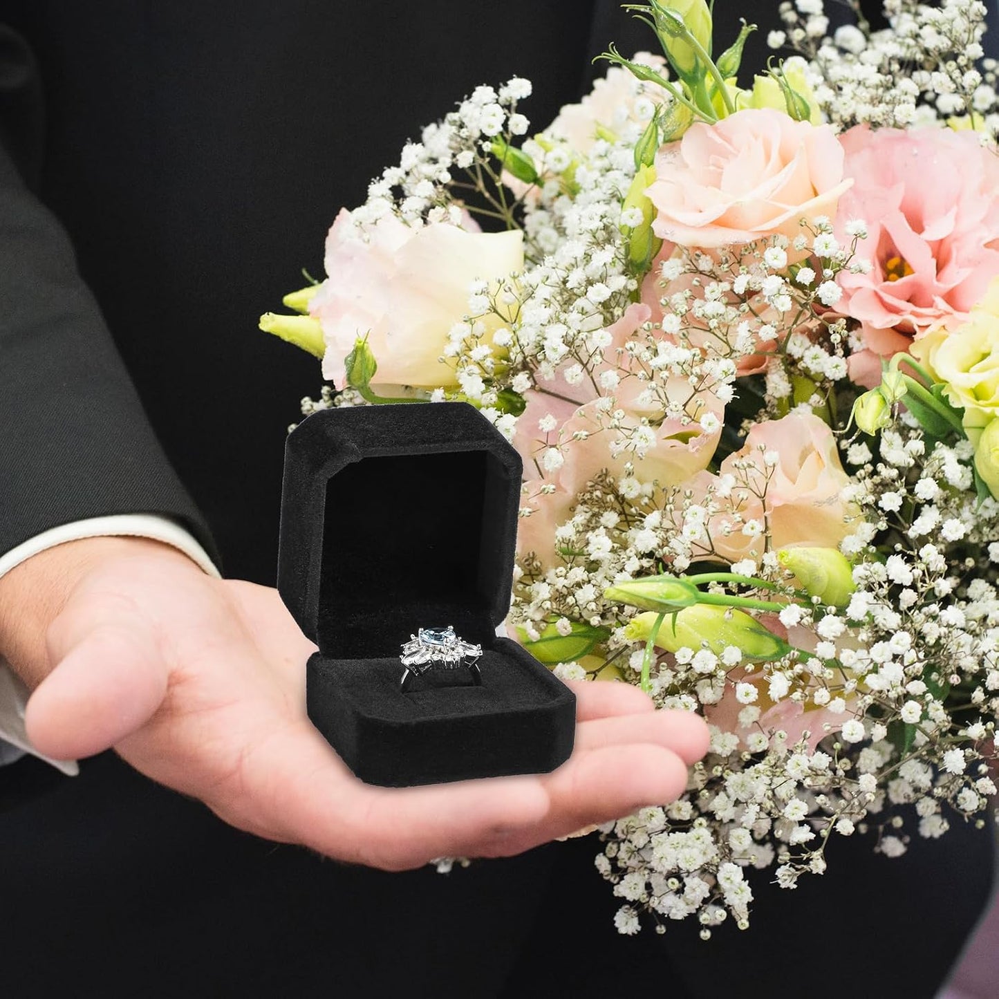 20 Cajas Terriopelo Anillos Boda Soporte Aretes Regalo