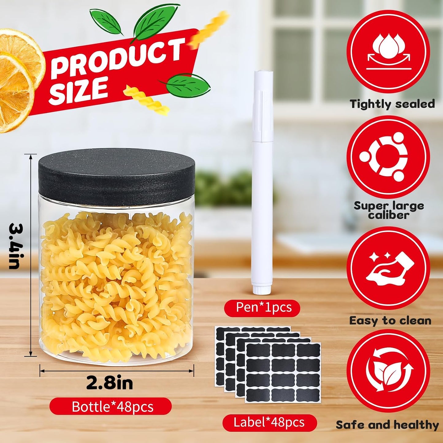 48 Pzas Tarros Plástico 8oz con Tapas Rellenables
