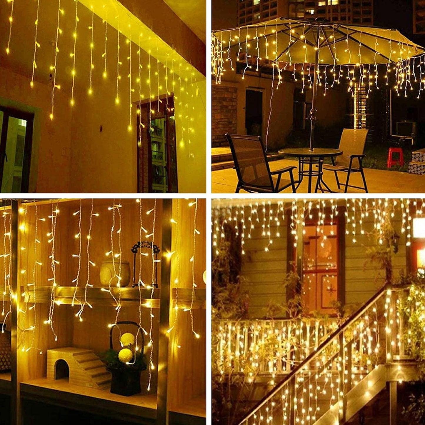 Luces LED carámbano 16.4ft 216 luces 8 modos para Navidad