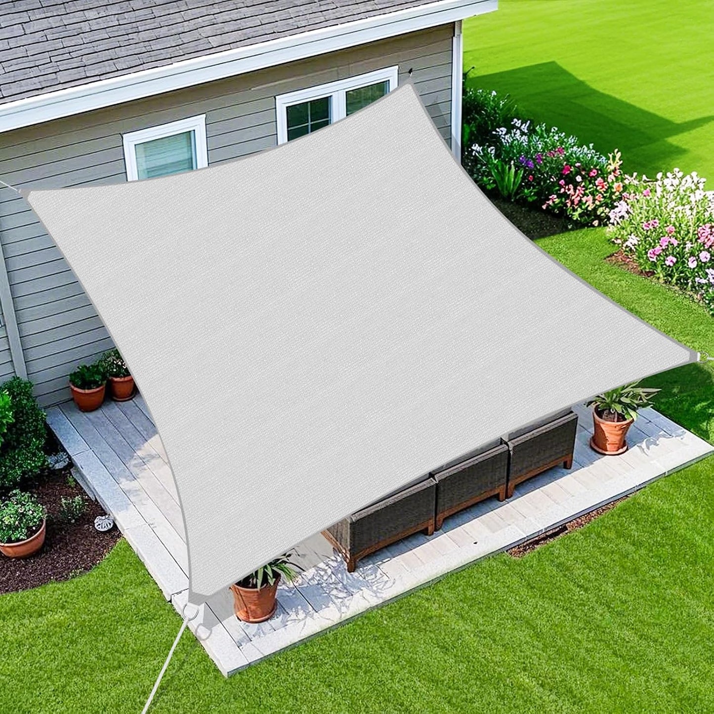 Toldo vela 12x16ft borde curvado gris claro transpirable