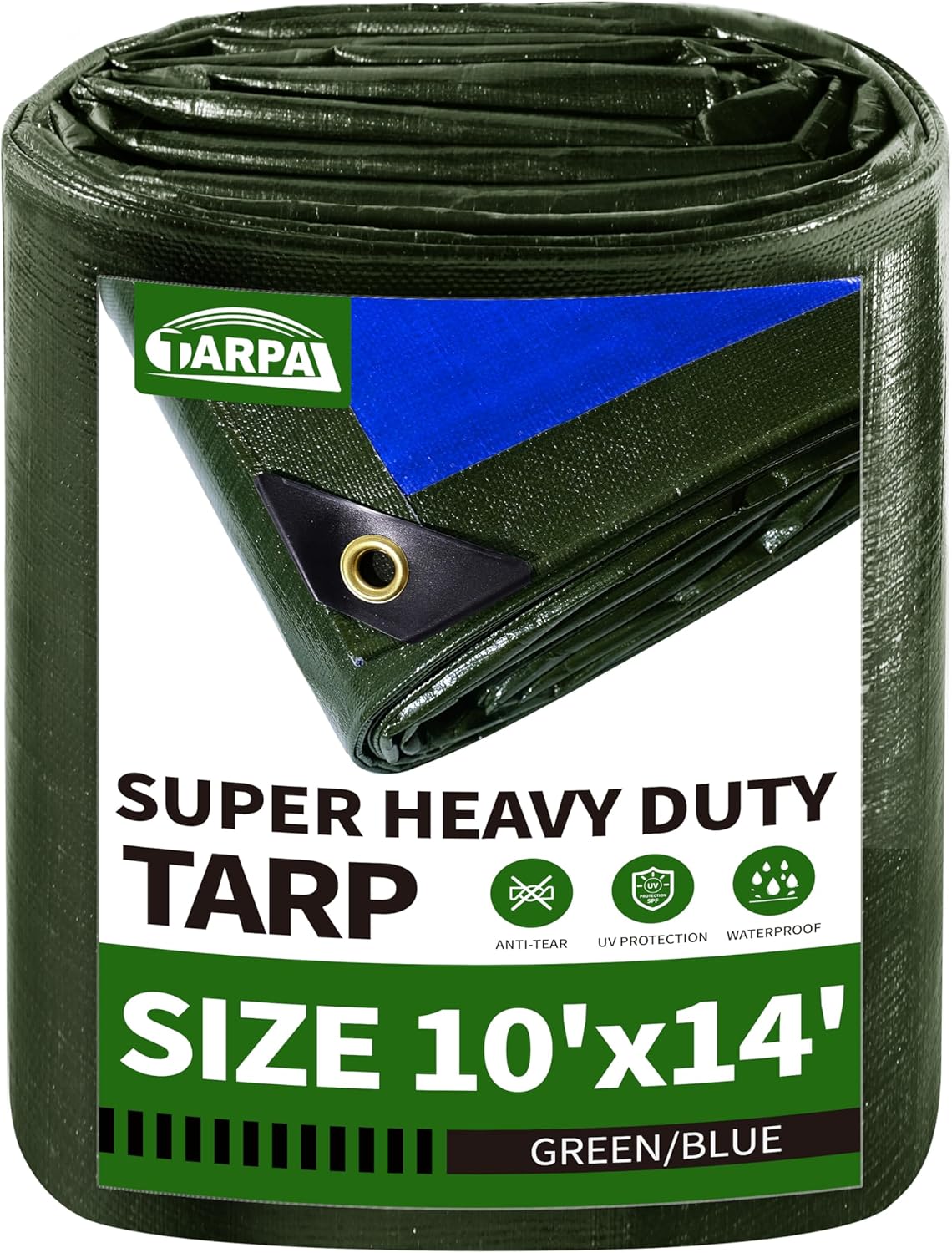 Lona 10x14ft 16mil UV resistente con ojales metal