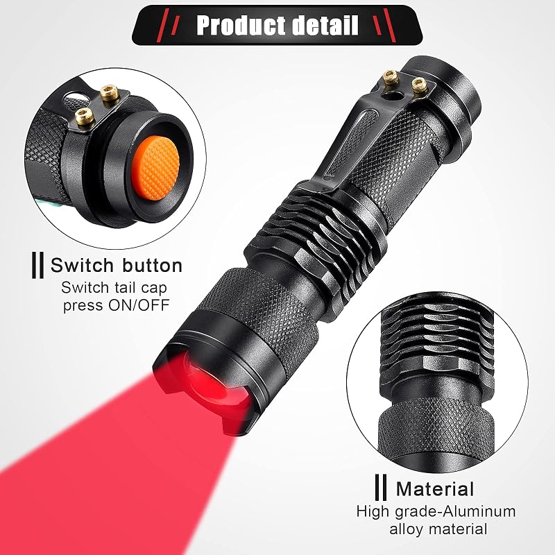 10 Pzas Linterna LED Roja Modo Único para Astronomía