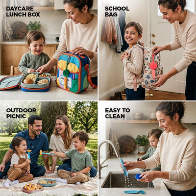 Utensilios niños cuchara tenedor sin BPA funda silicona rosa