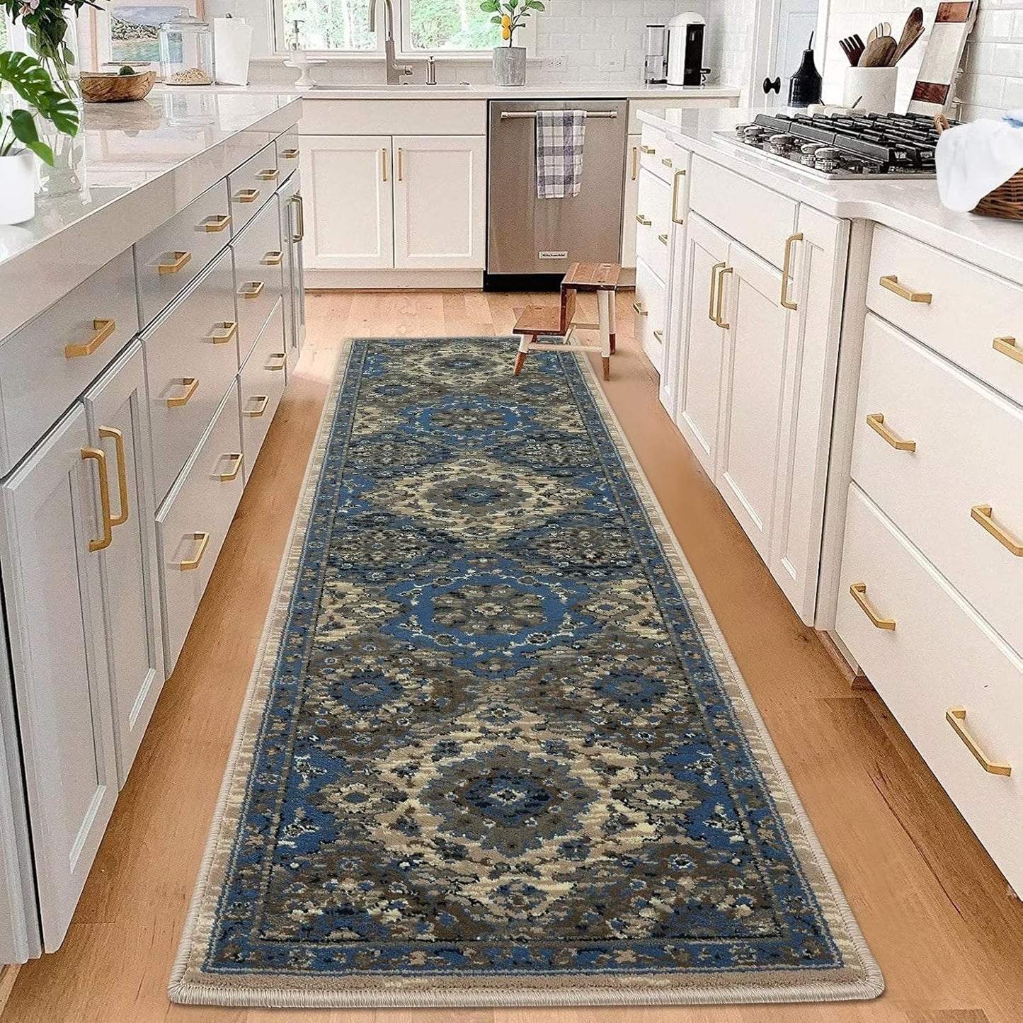 Alfombra pasillo floral vintage 2x6" estilo bohemio tribal