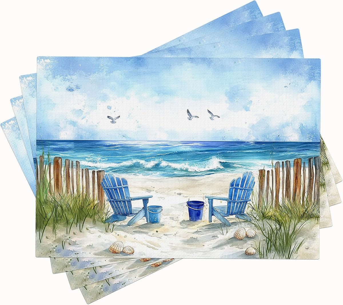 Set 4 manteles playa lavables 12x18pulg decoración hogar