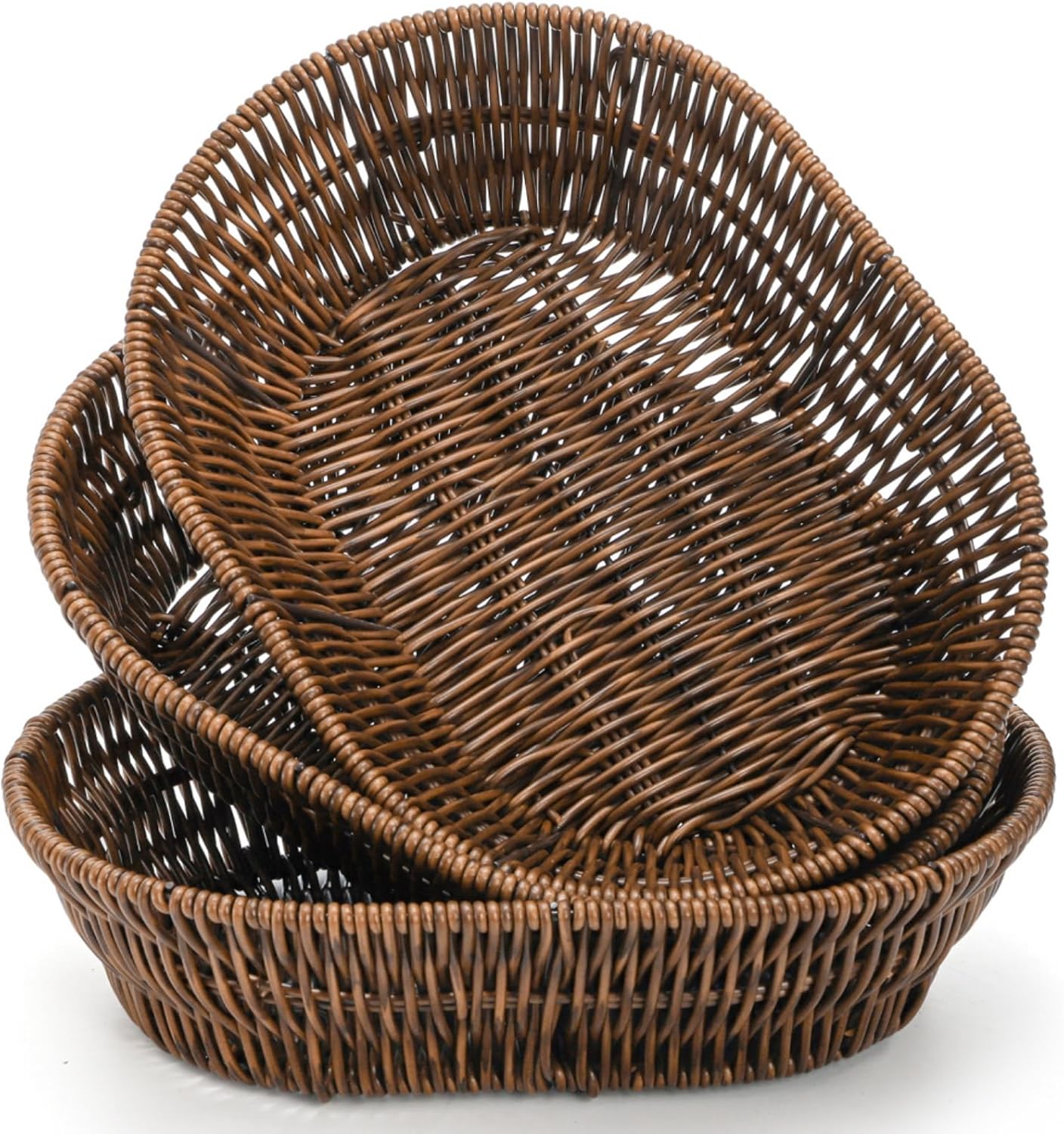 3 Cestas Pan Mimbre Ovale 11pulg Organiz. Mesa Cocina