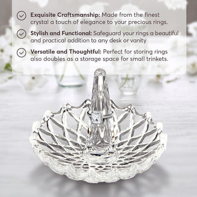 Soporte anillos cristal organiz. joyas bandeja redonda