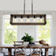 Lámpara isla cocina 5 luces candelabro negro madera rústica
