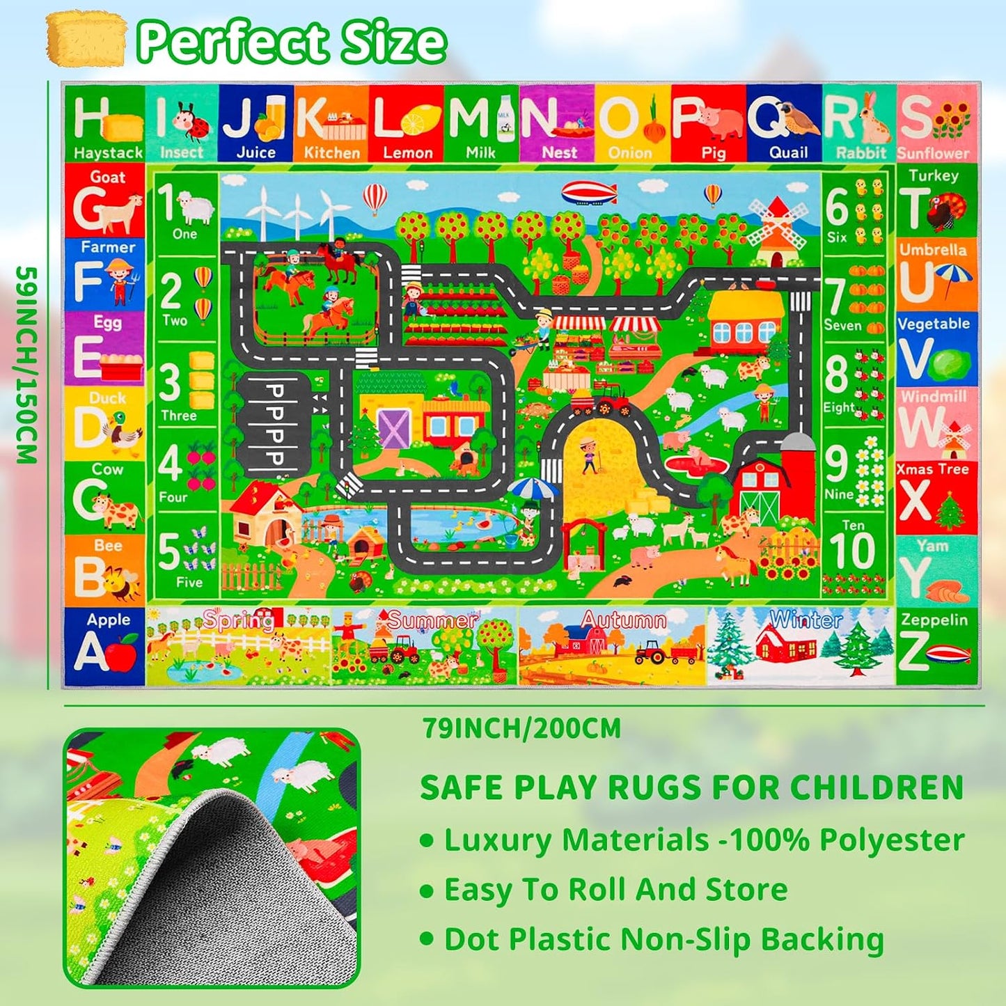 Alfombra infantil para autos juguete 78.7x59pulg