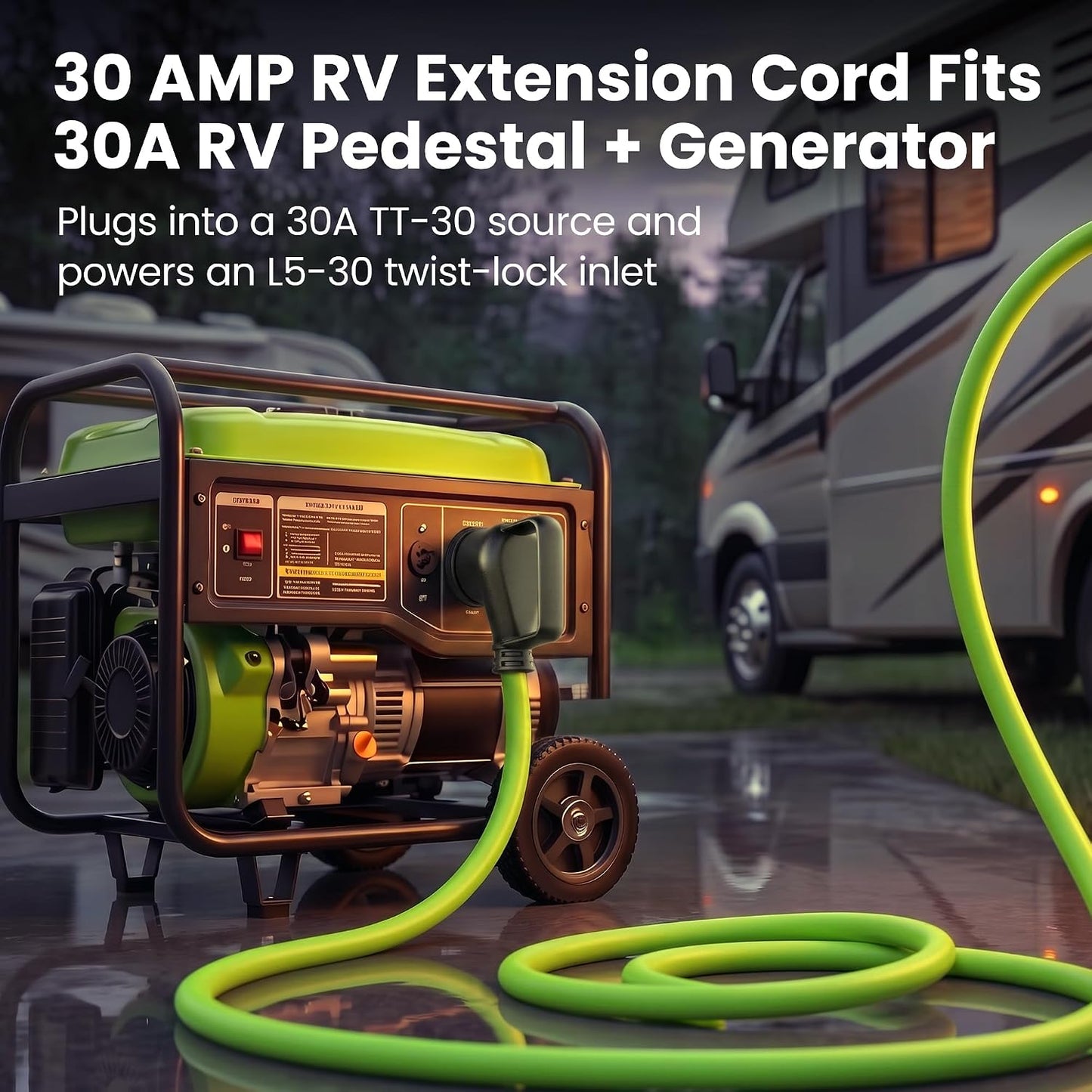 Cable extensión RV 30A 25pies NEMA TT-30P a L5-30R 10/3 STW