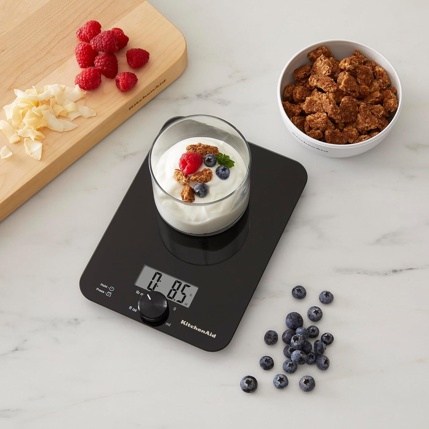 Báscula digital cocina vidrio 5kg mide líquidos y secos