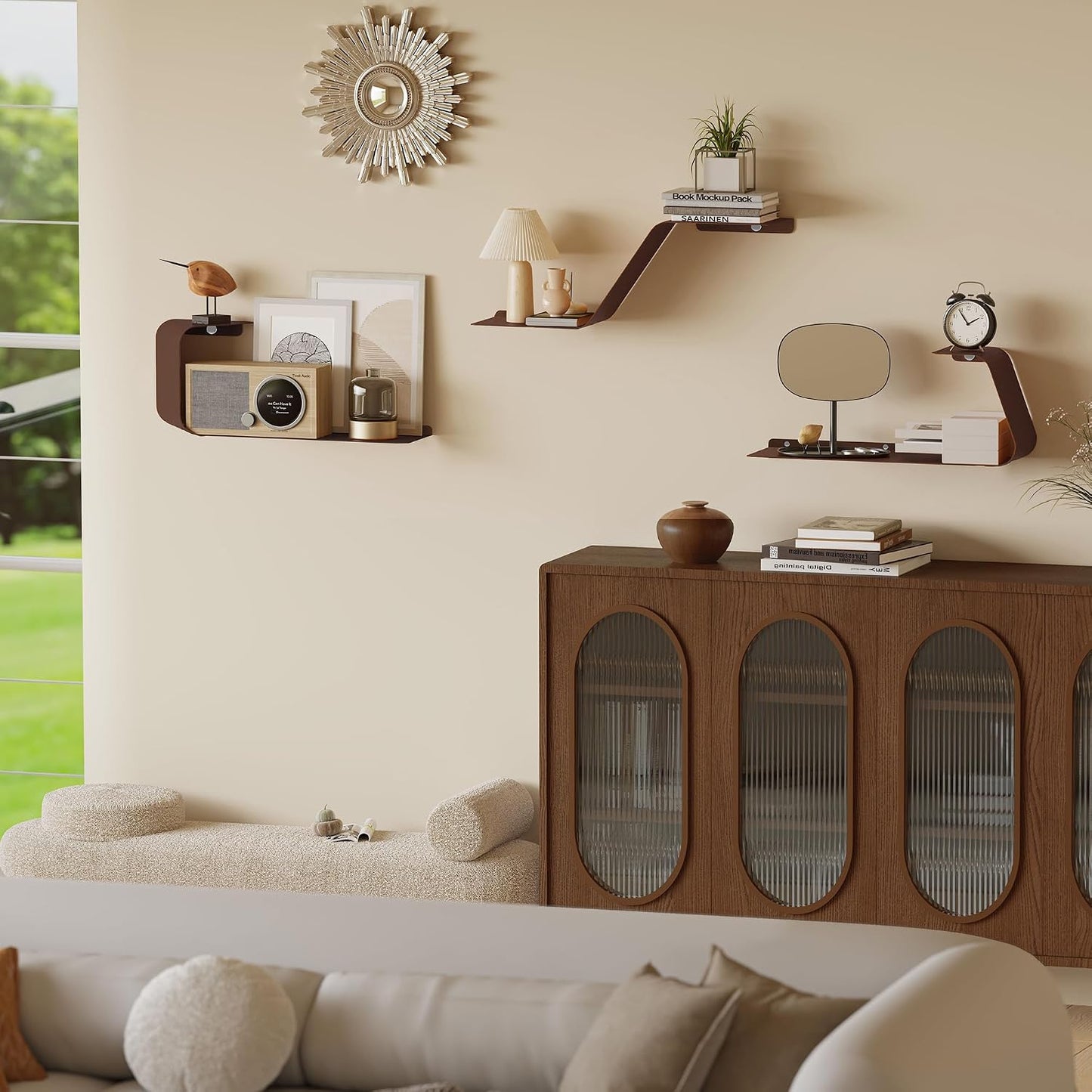 3 Pzas Estante Metal Flotante para Baño Dormitorio