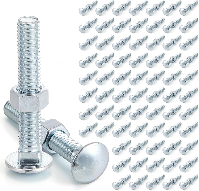 Pack 75 pernos carro 3/8x2.5" acero galvanizado