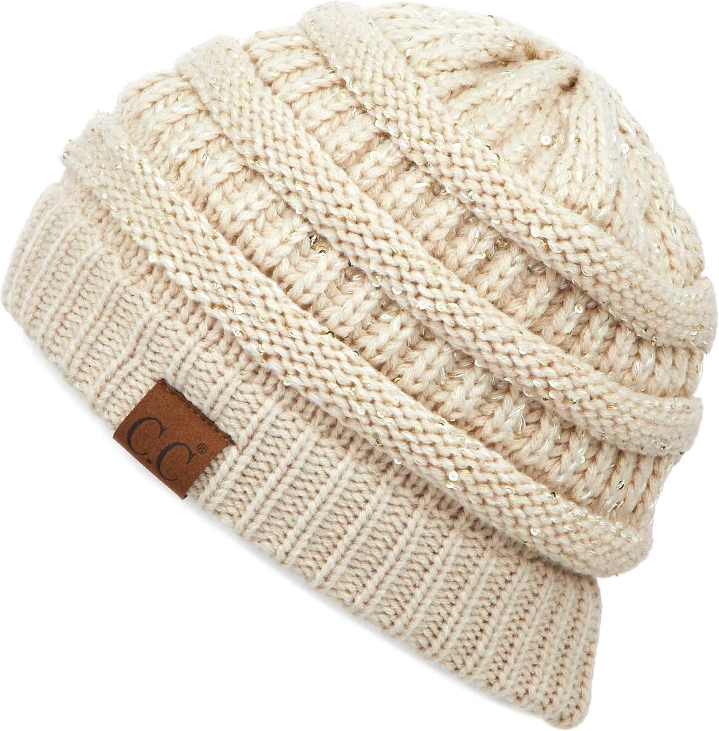 Beanie tejido cable suave estirable