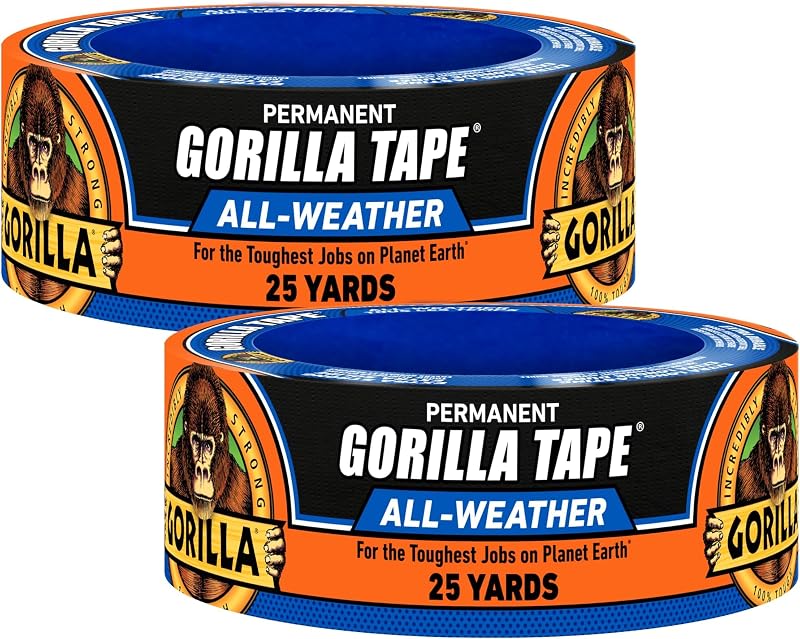 6 Cinta adhesiva negra 1.88" x25yd resistente UV 2 pack