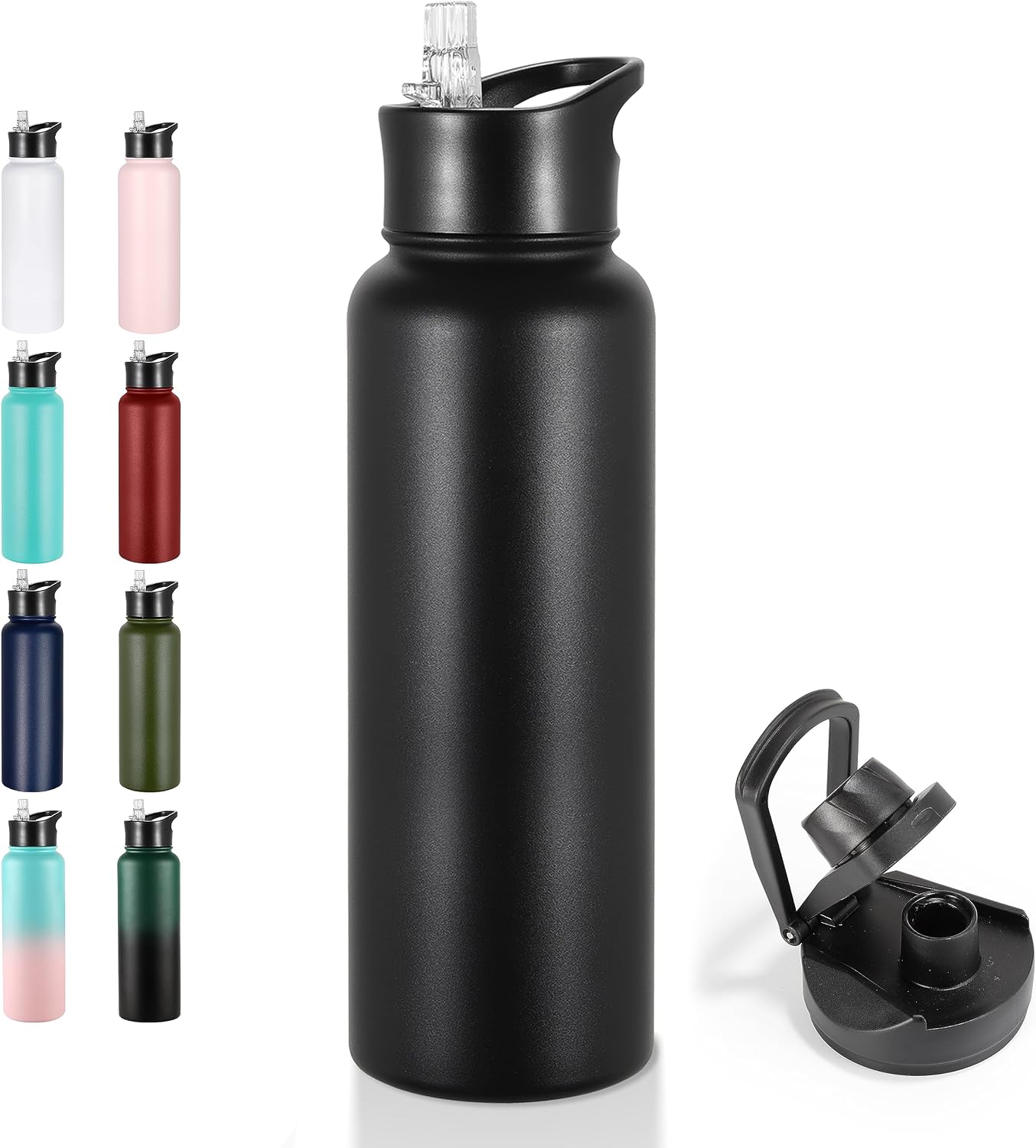 Botella agua aislada acero inox 40oz tapa pajita doble pared