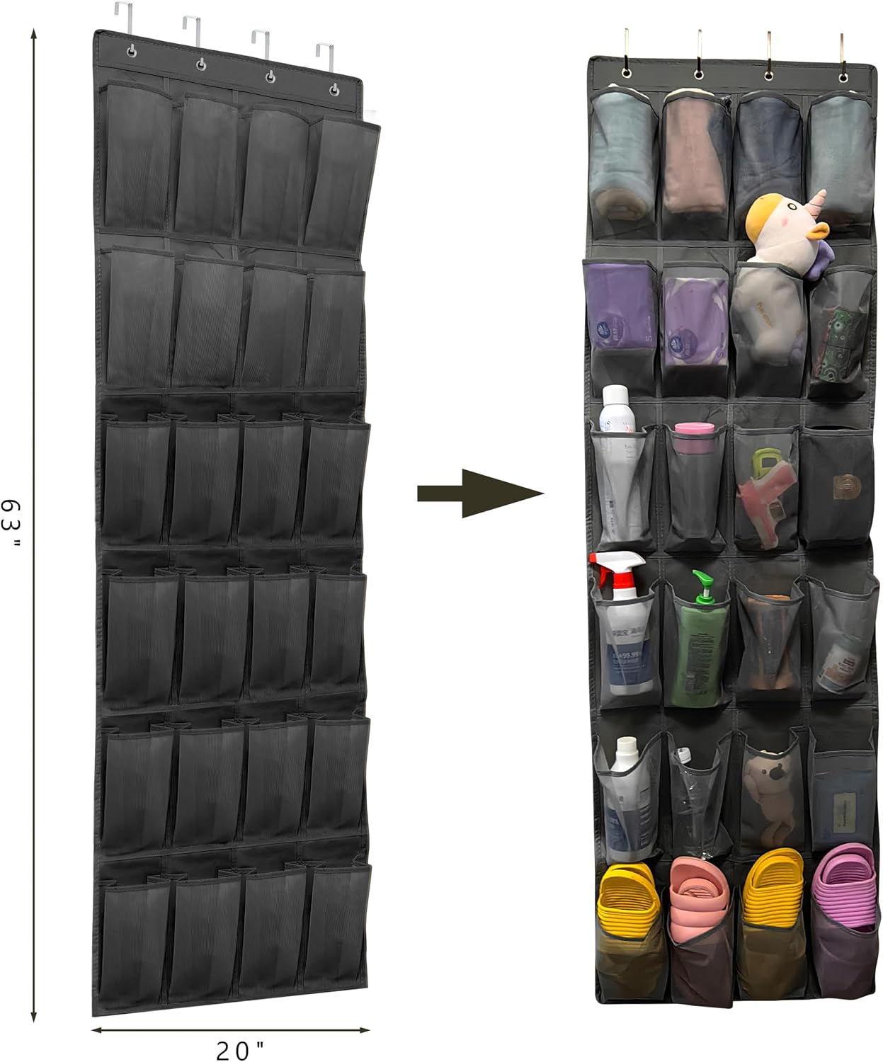 Organiz. zapatos puerta 24 bolsillos malla transpirable
