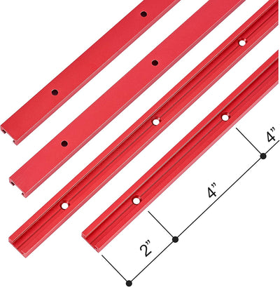 Pista T 48pulg doble corte carpintería anodizado rojo 4uds