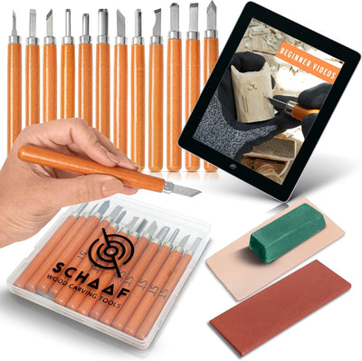 Kit tallado madera 15 herramientas cuchillos mini cinceles