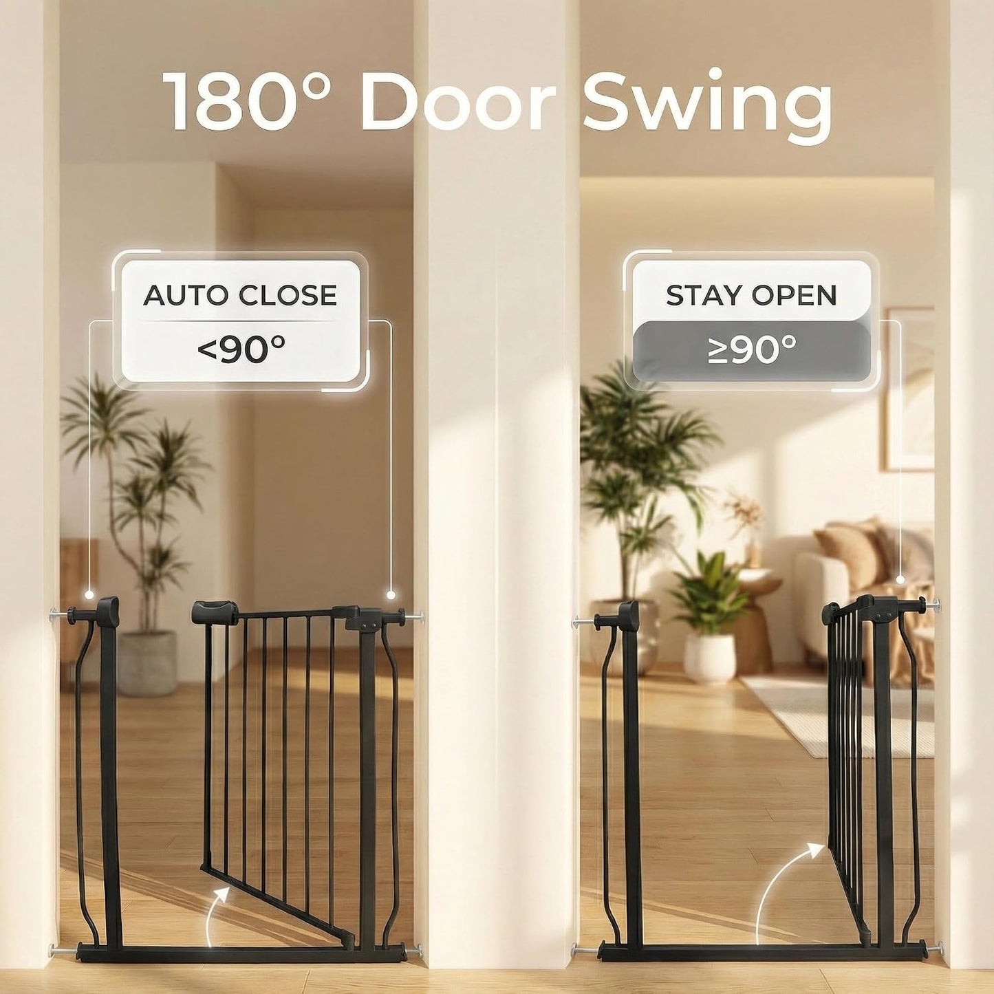 Puerta seguridad bebés y perros 86-104pulg metal negro