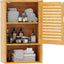 Armario pared baño botiquín madera bambú puerta ajustable