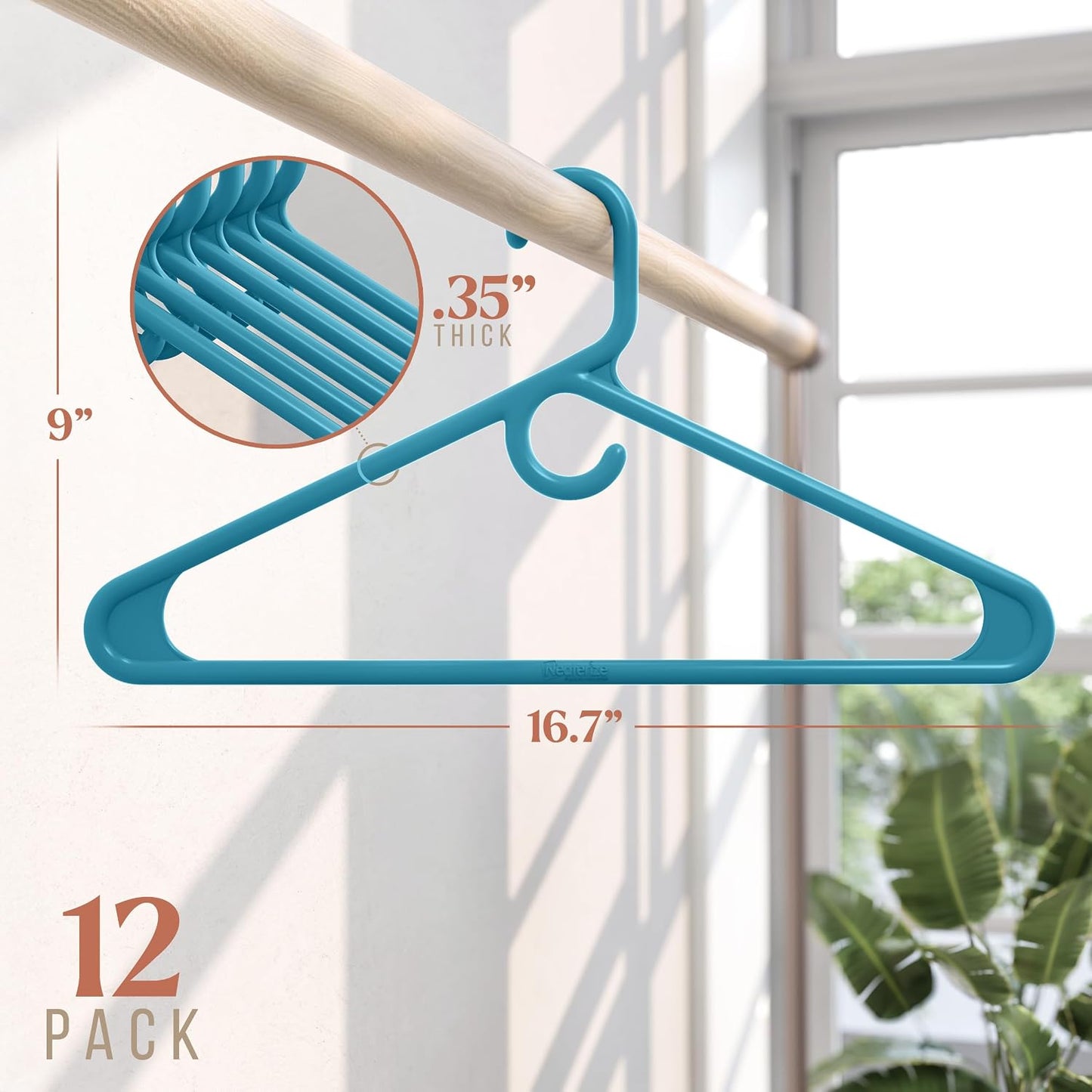 Perchas plástico duraderas para abrigos trajes azul set 12