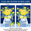 Bandera floral azul y amarilla de limón para patio