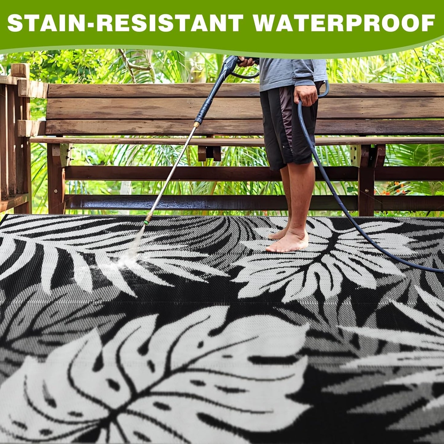 Alfombra exterior 6x9ft impermeable reversible