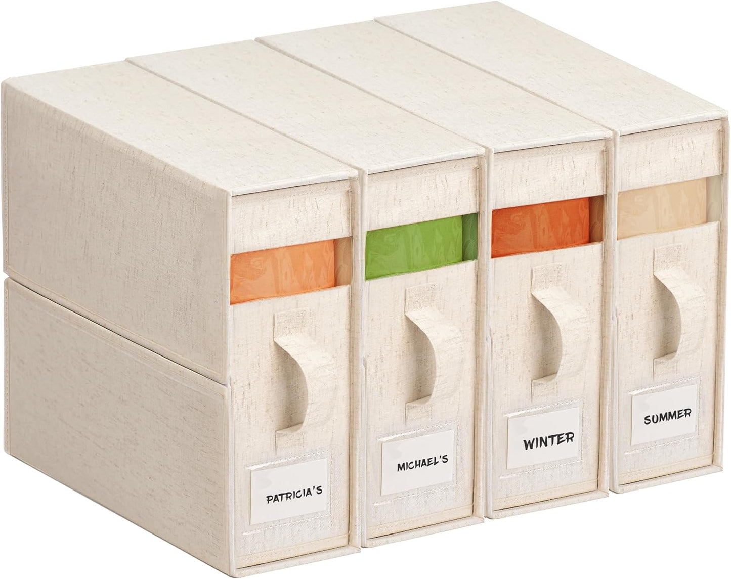 4 Organiz. sábanas lino King/Queen con ventana plegable