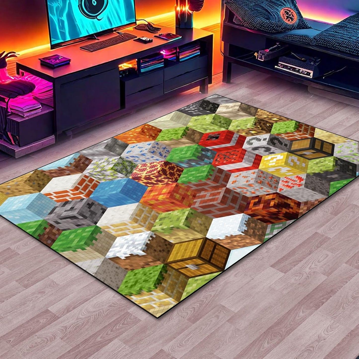 Alfombra pixel games niños dormitorio antiderrap