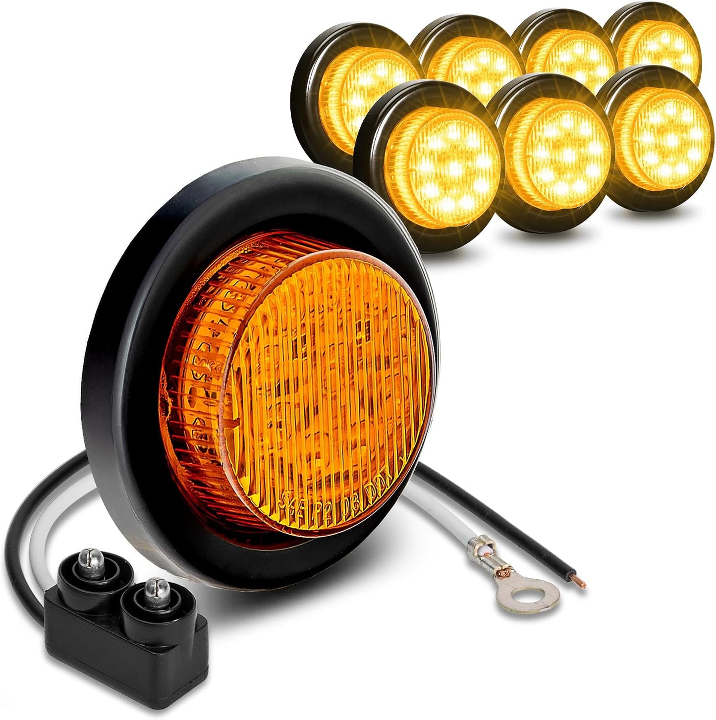 8 Luces LED Ámbar 2" Montaje Empotrado IP67