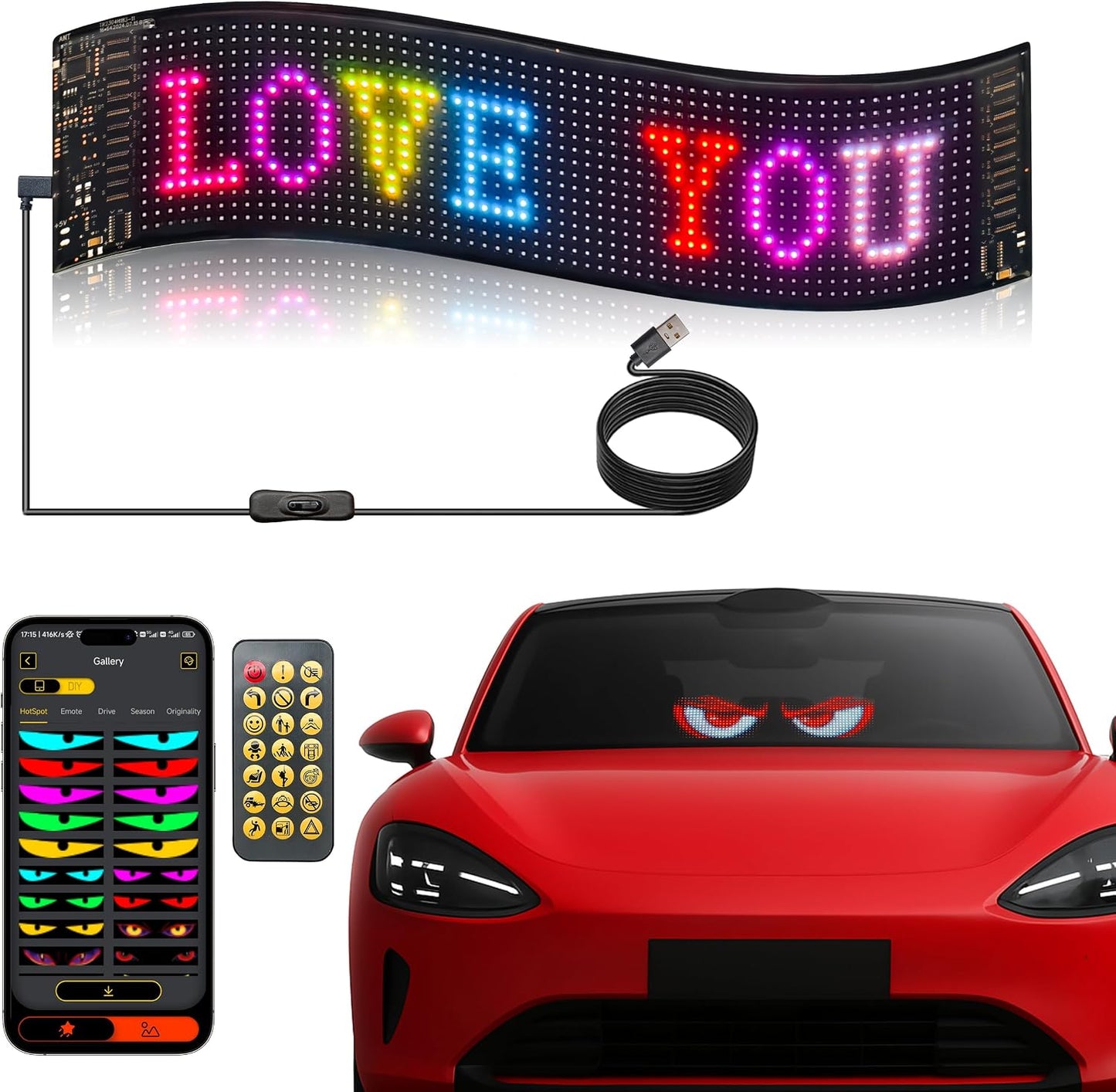 Luz ojo diablo 14.72x3.62pulg led para auto