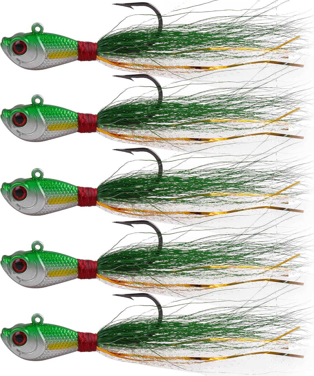Señuelos Bucktail para pesca salada y dulce 5 pack