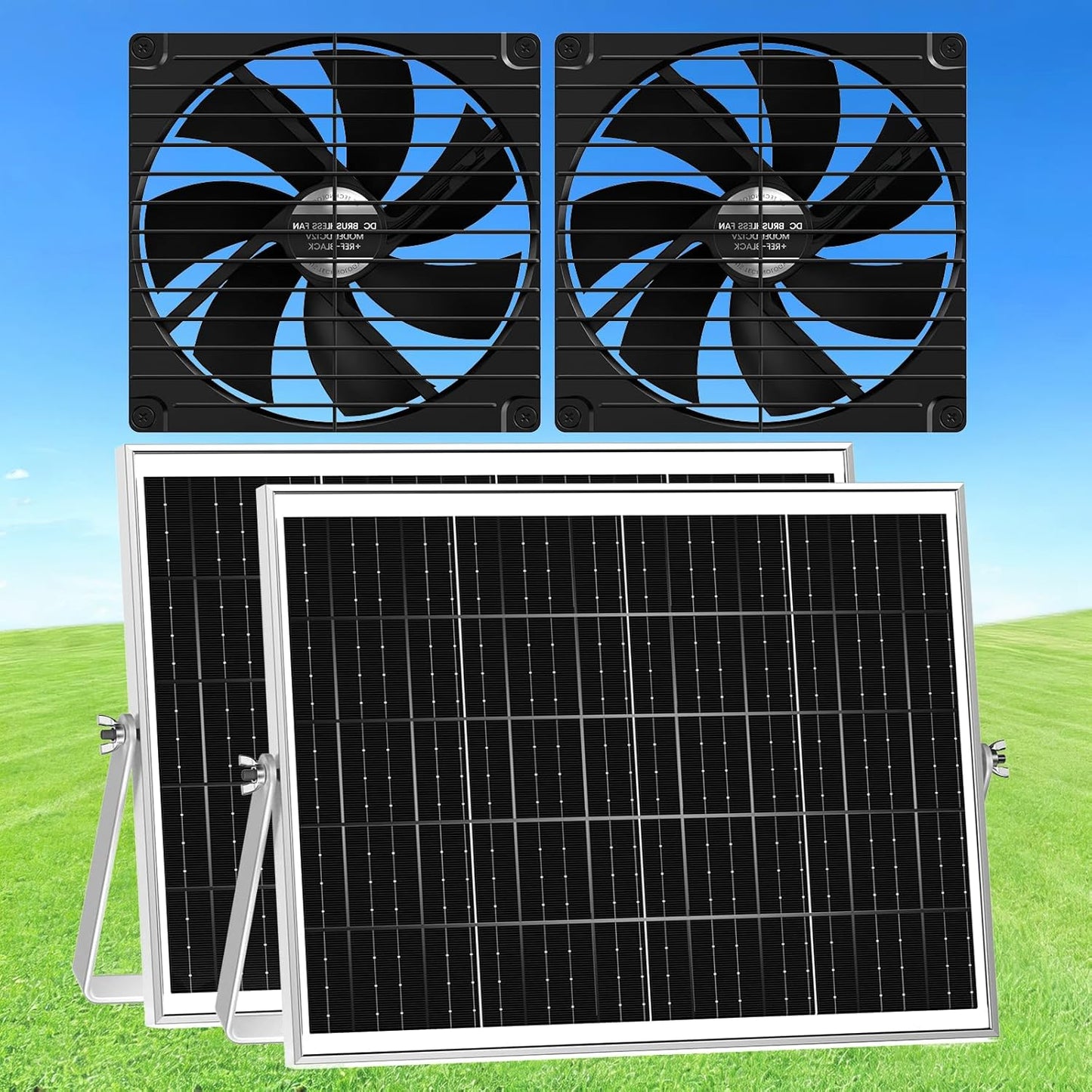 Ventilador solar gallinero 7.5pulg pack 2 invernadero 15W