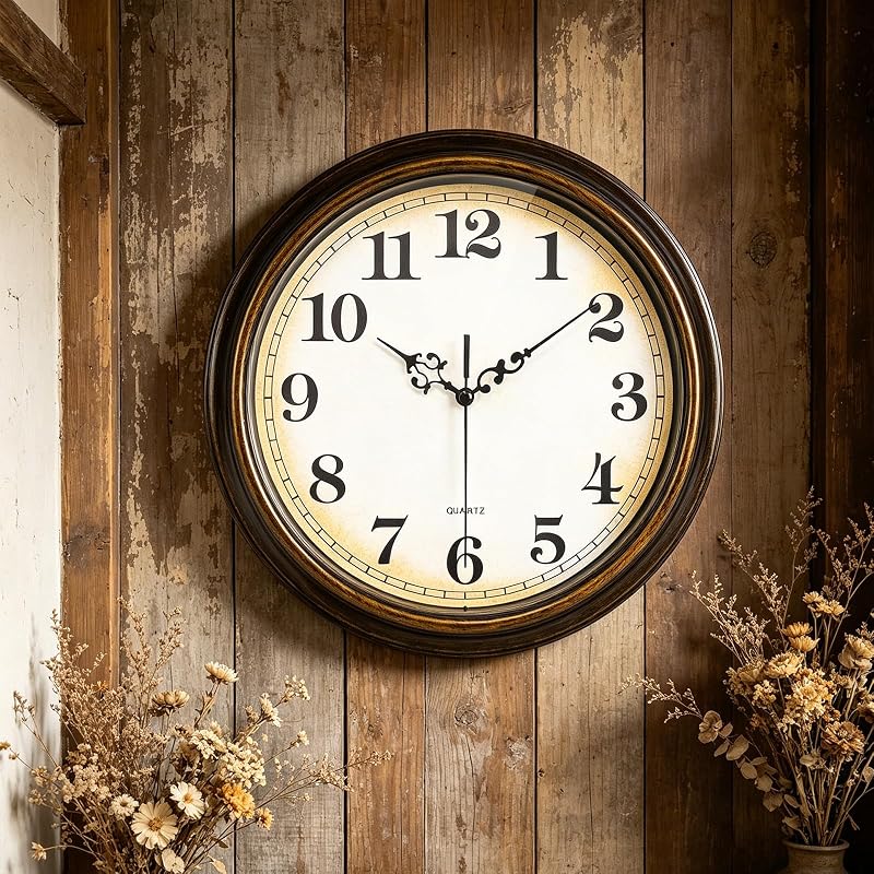 Reloj pared vintage sin tictac 12pulg bronce