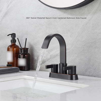Grifo baño bronce frotado 3 orificios 4pulg desagüe