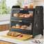 Recipiente pan encimera cocina tabla bambú ajustable negro