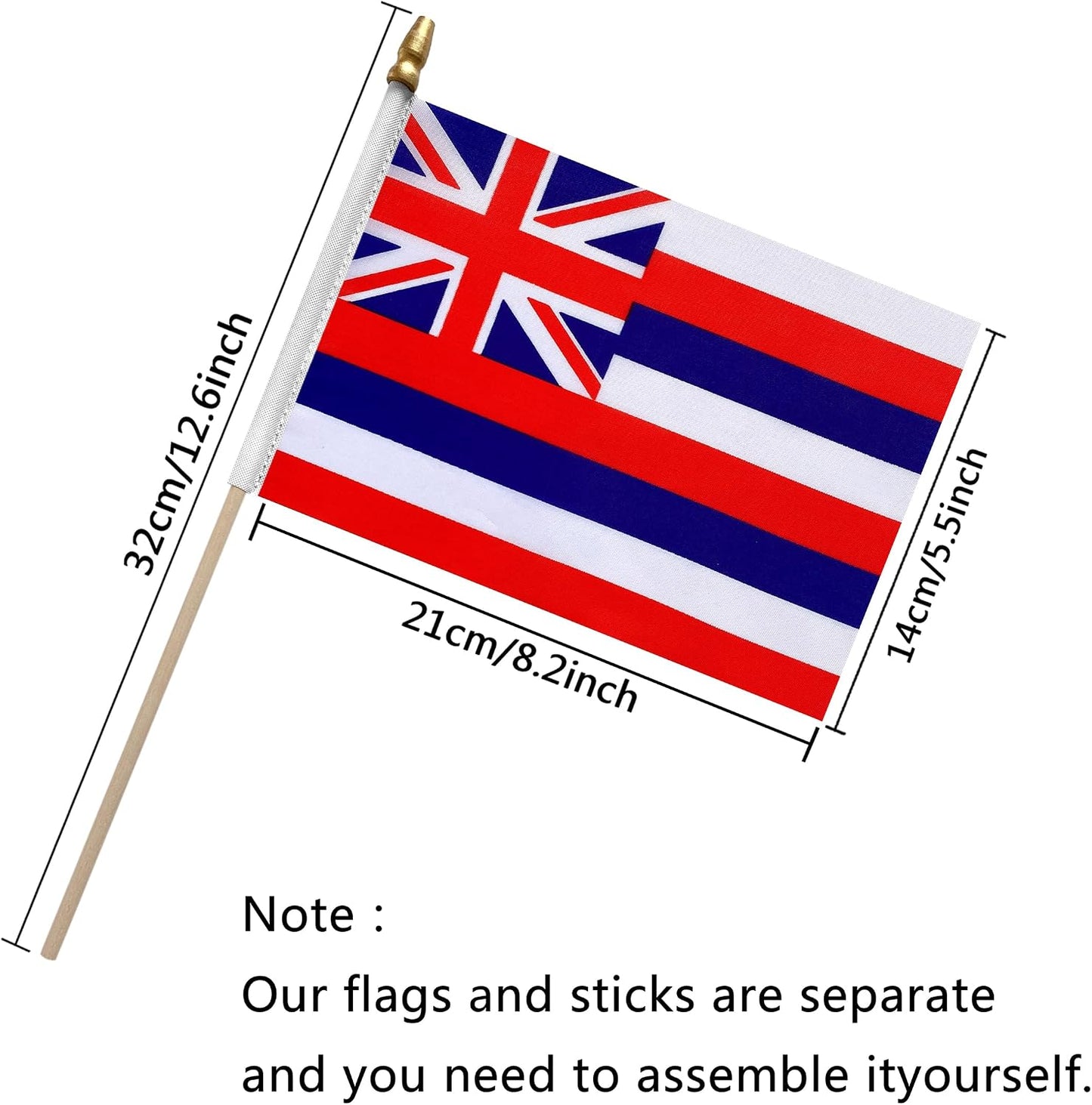 Bandera Hawaii madera 5x8pulg set 12