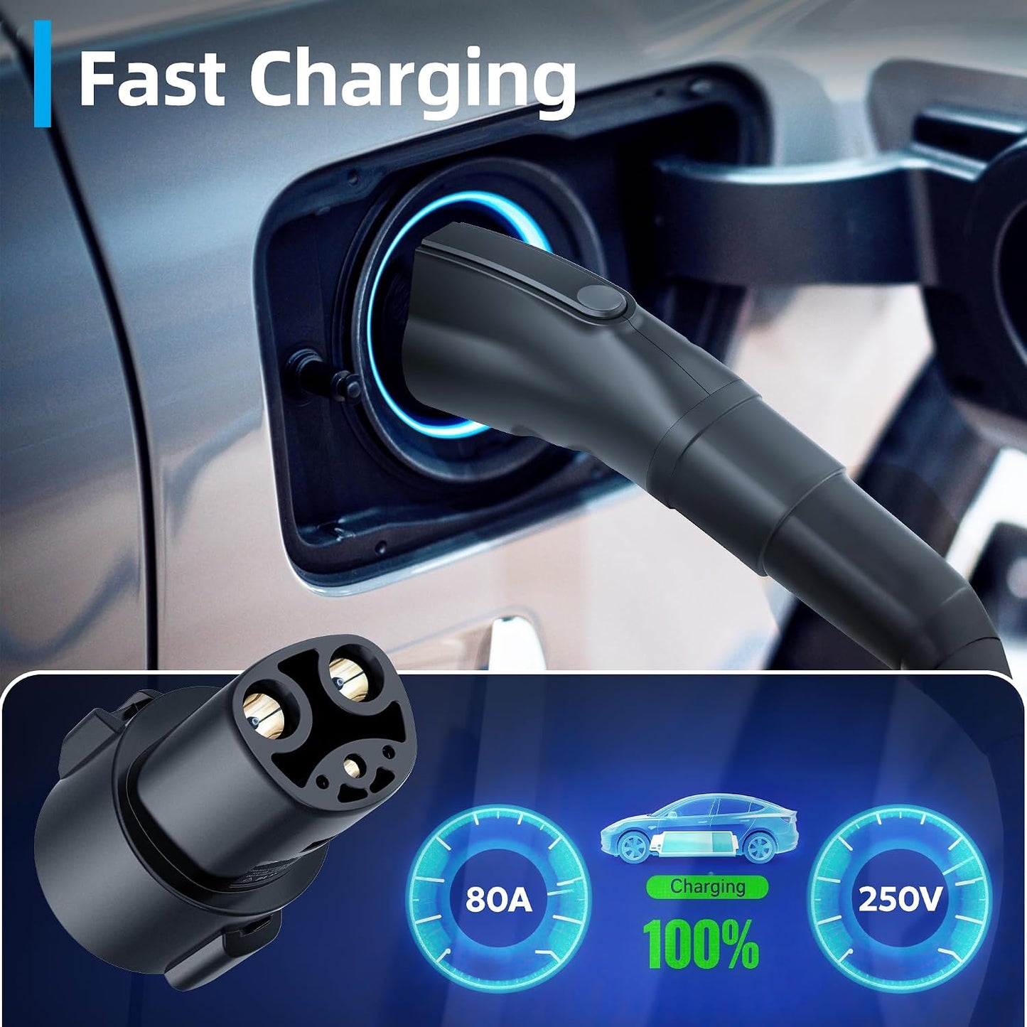 Adaptador J1772 a Tesla Model 3 Y S X 80A 250V