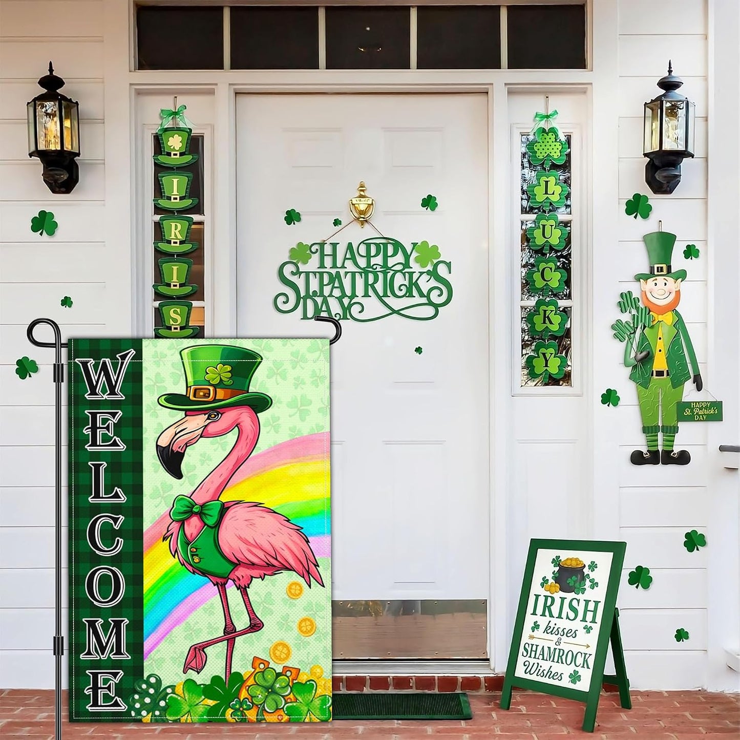 Bandera jardín trébol 12x18pulg decoración San Patricio
