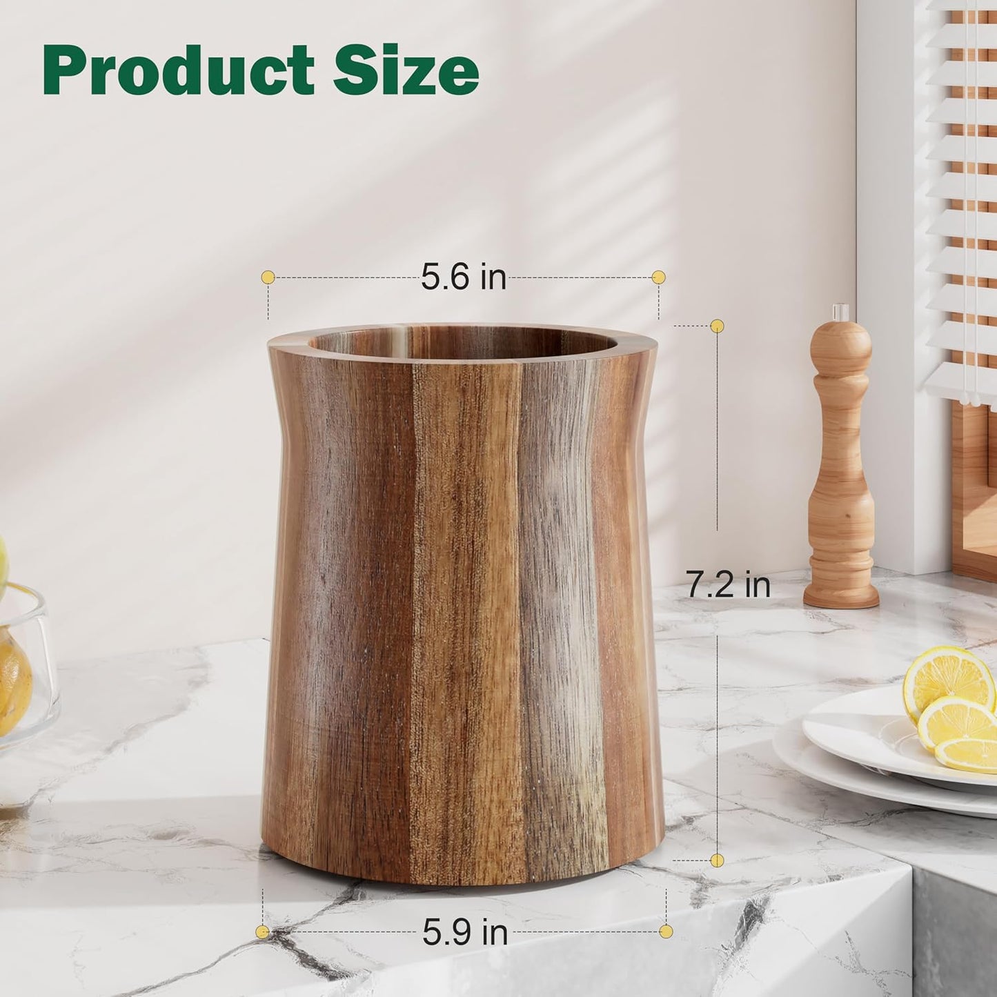 Soporte utensilios acacia giratorio encimera cocina