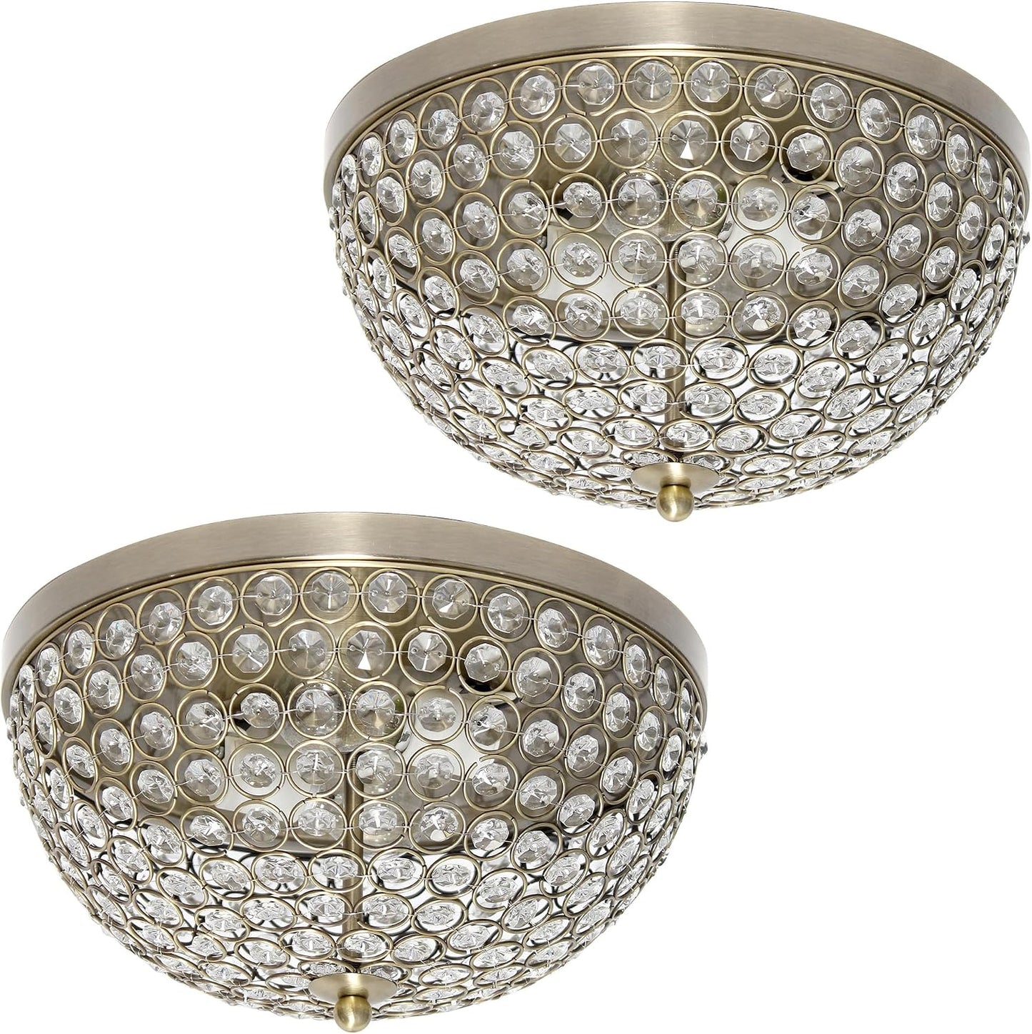 Lámpara techo cuenco 2 luces latón antiguo 13pulg