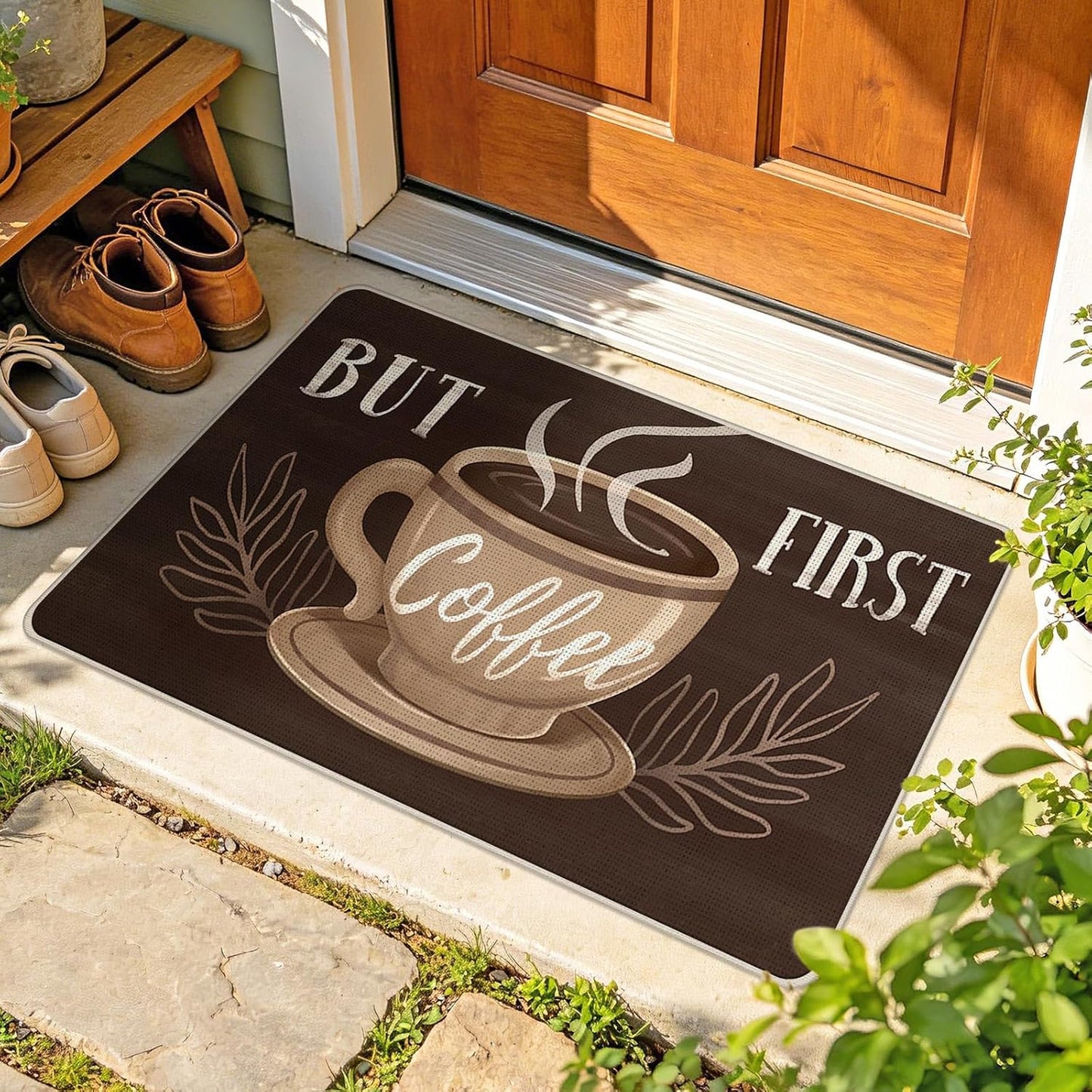 Tapete bienvenida antiderrap para puerta 17x29pulg