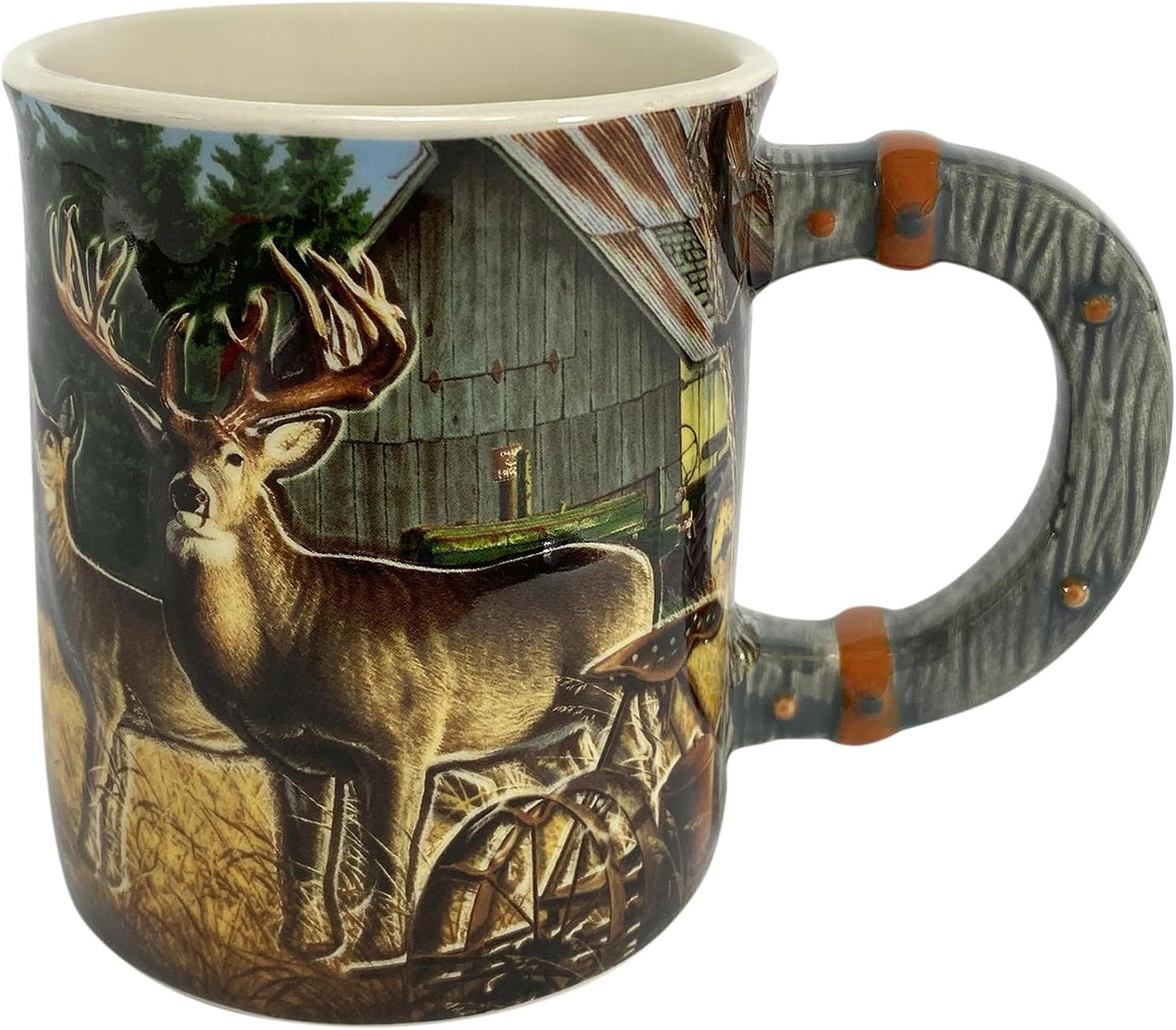 Taza lujo ciervos granja 15oz color marrón