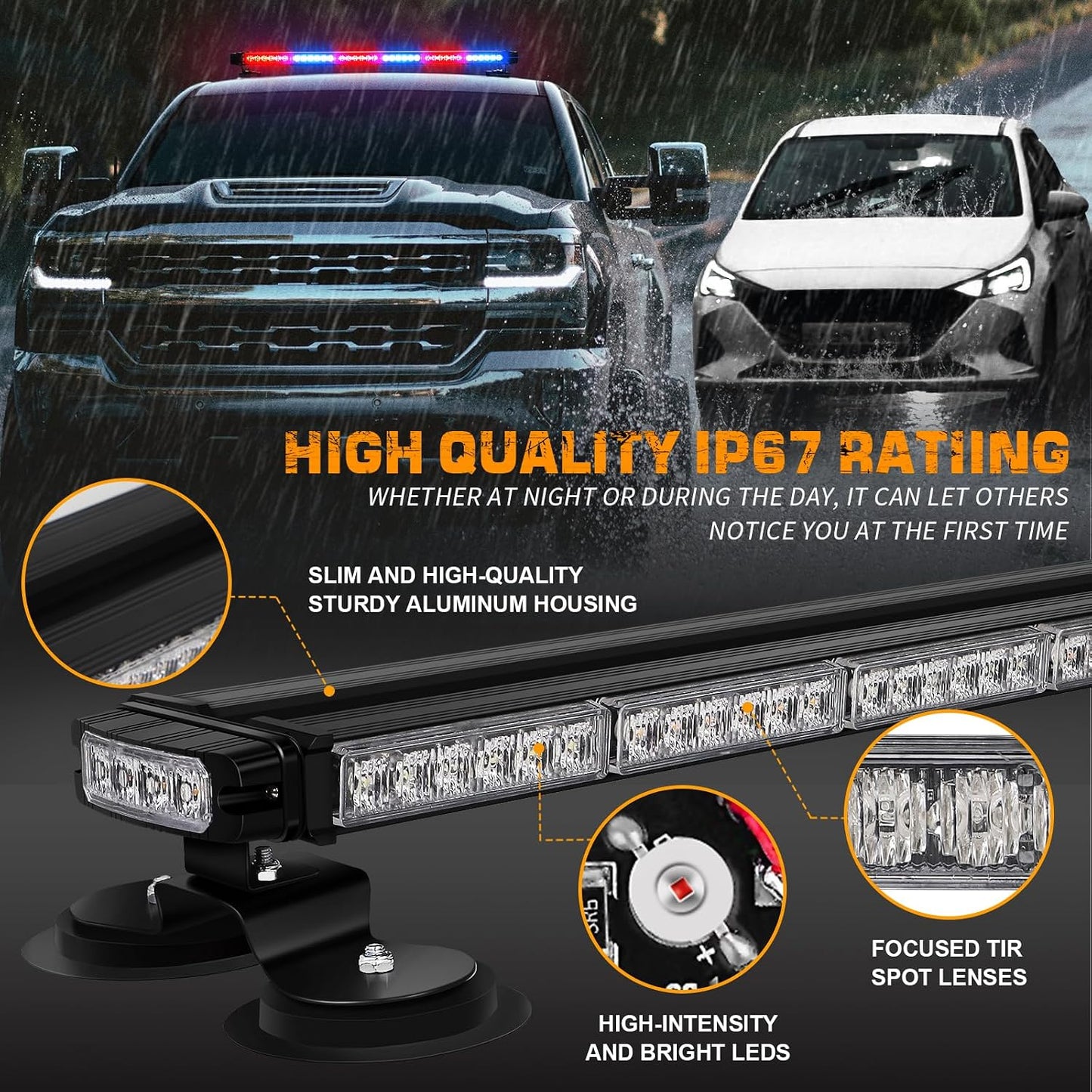 Barra luz estroboscópica techo 80 luces LED magnéticas
