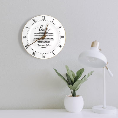 Reloj porcelana borde dorado decoración hogar 10pulg