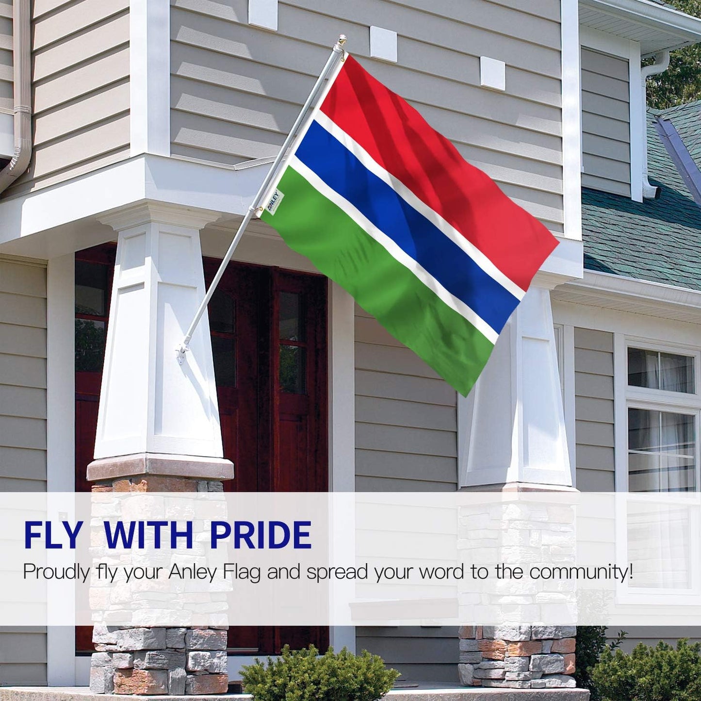 Bandera Gambia 3x5ft poliéster doble costura ojales latón